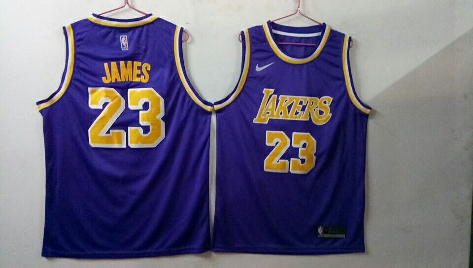 Men Los Angeles Lakers #23 James Purple Nike Game NBA Jerseys1